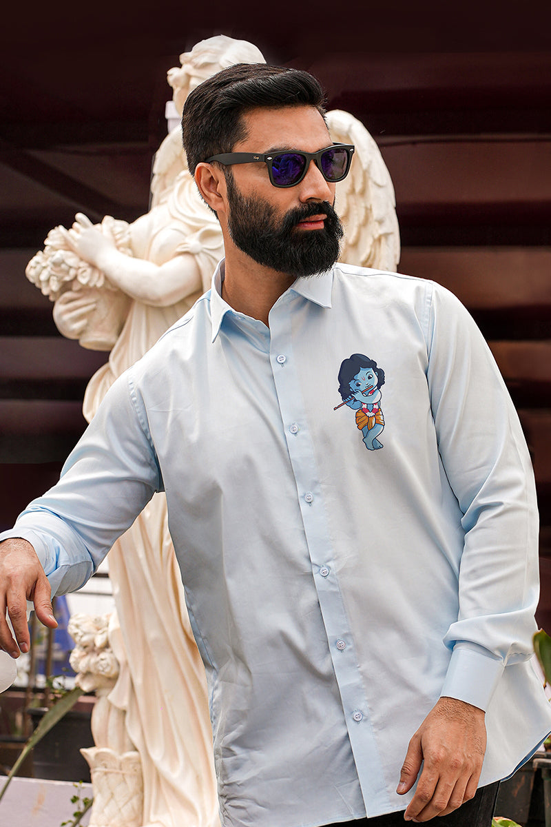 Murali Manohar Light Blue Handpainted Shirt