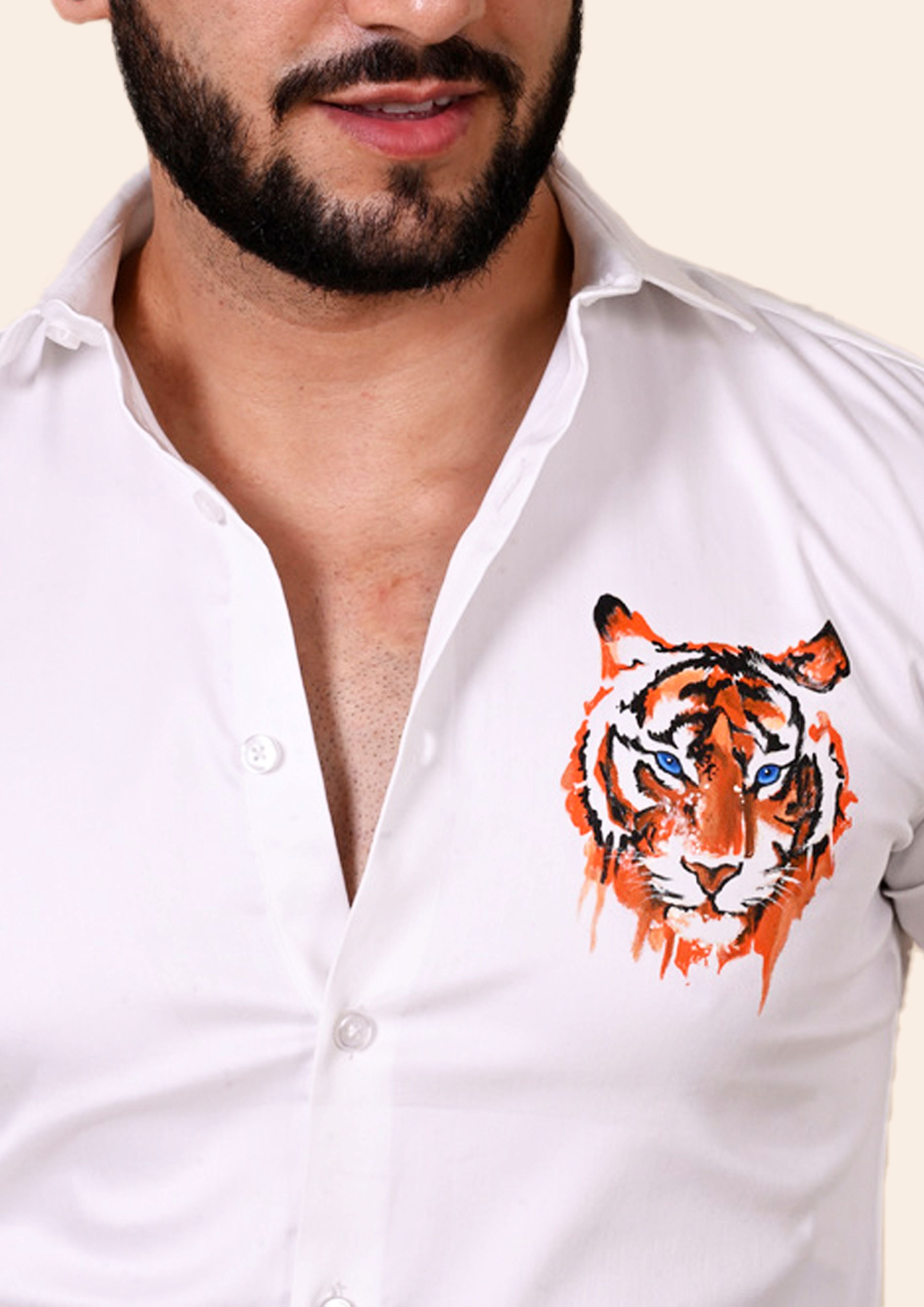 Rustic Tiger Handpainted Shirt