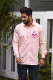 Shri Ganeshaya Peach Pink Handpainted Shirt