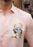 Little krishna Peach Handpainted Shirt