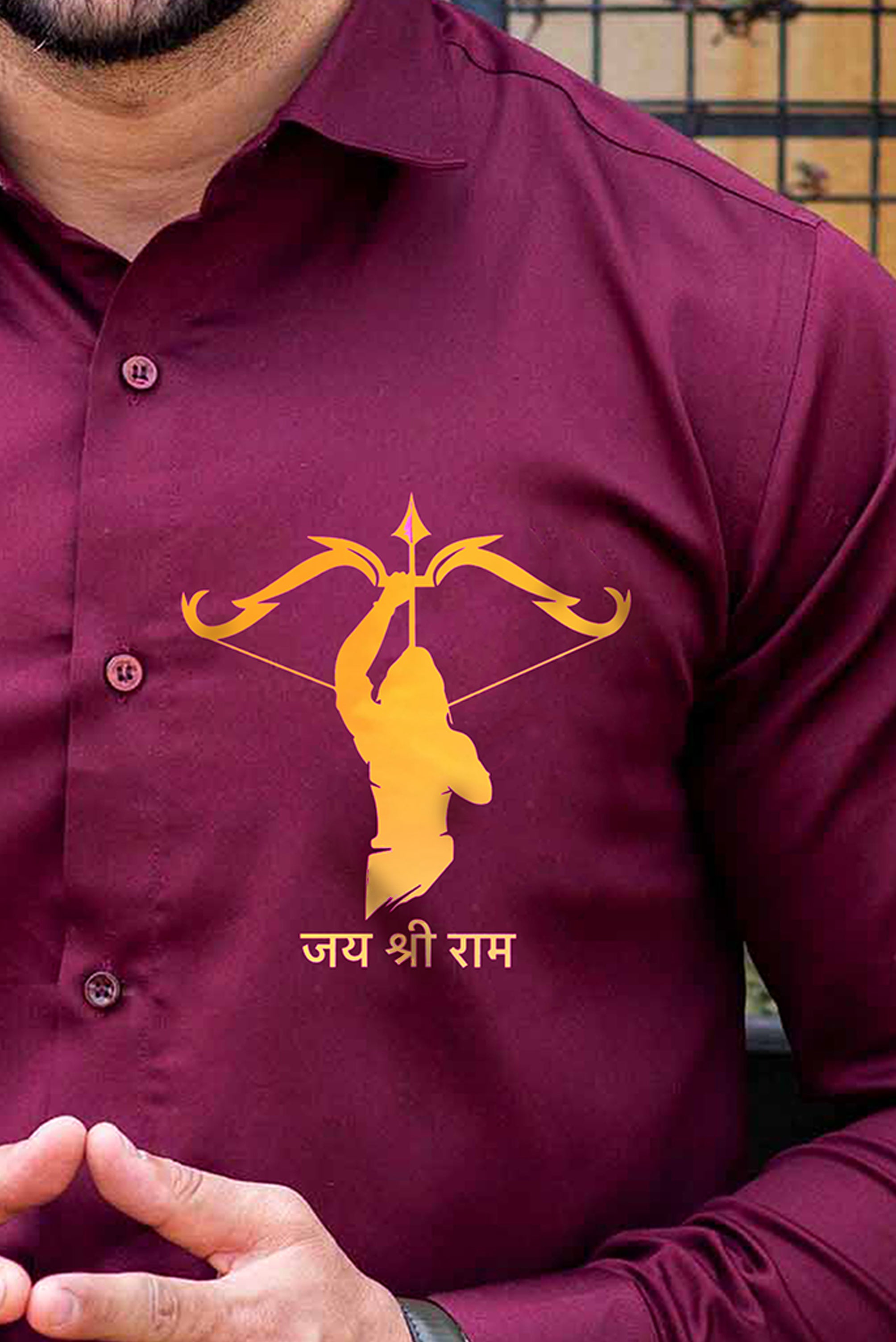 Sita Rakshak Maroon Handpainted Shirt