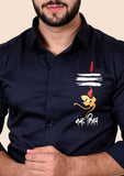 Om Namah Shivay Navy Handpainted Shirt