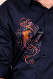 Maha Ganesha Navy Handpainted Shirt