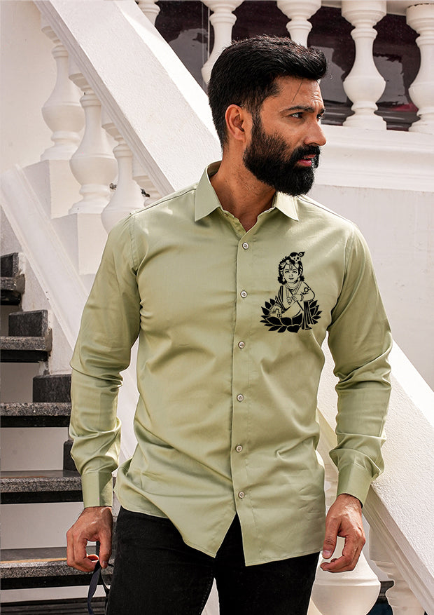 Bal Gopal Sage Green Handpainted Shirt