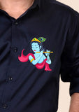 Hare Murari Navy Handpainted Shirt
