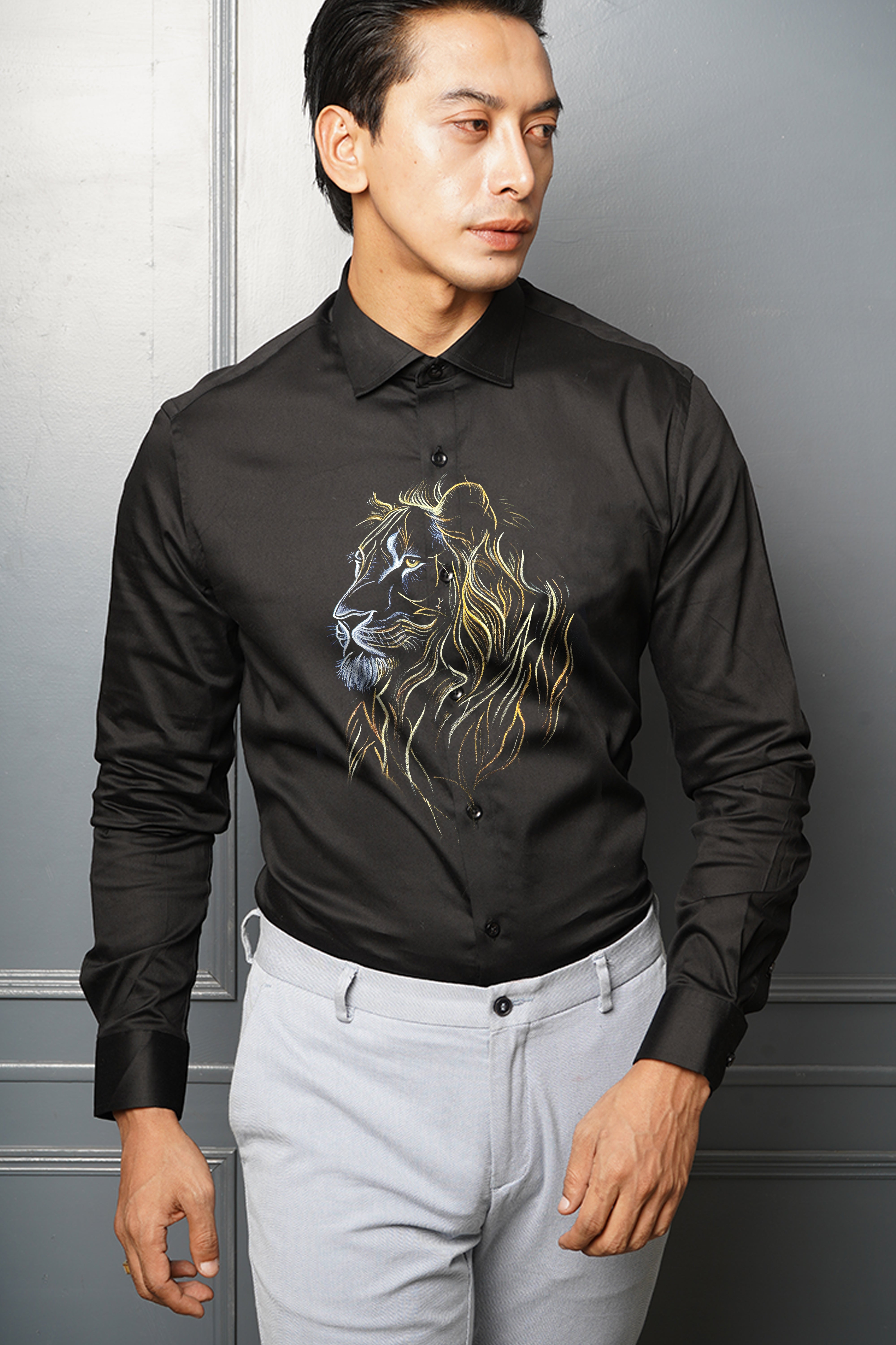 Fierce Lion Handpainted Shirt