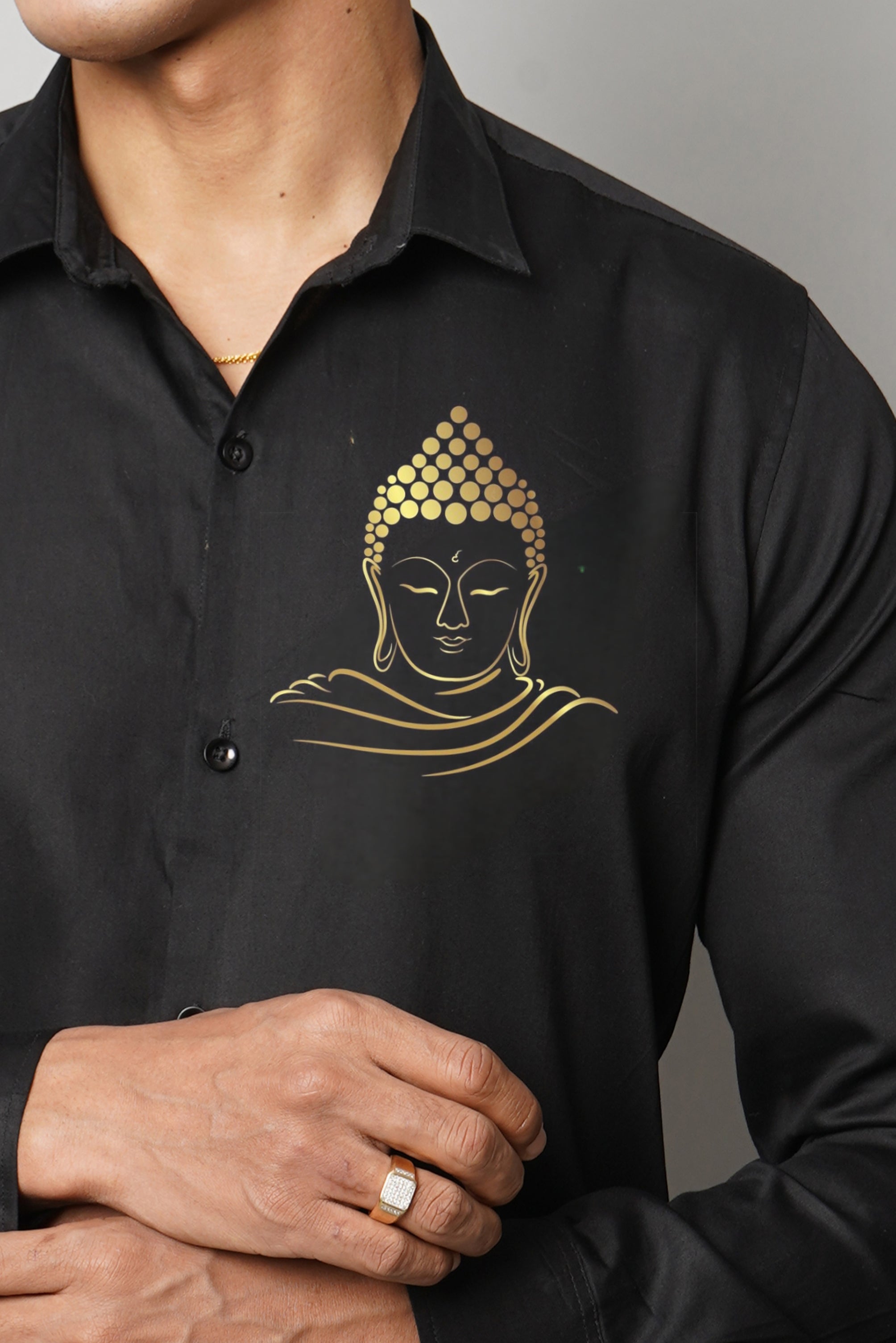 Golden Buddha Handpainted Shirt