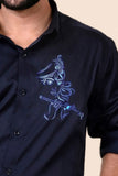 Glowing Krishna Navy Handpainted Shirt