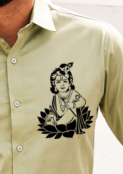 Bal Gopal Sage Green Handpainted Shirt
