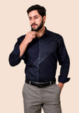 Diffused Lines Navy Handpainted Shirt
