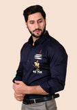 Om Namah Shivay Navy Handpainted Shirt
