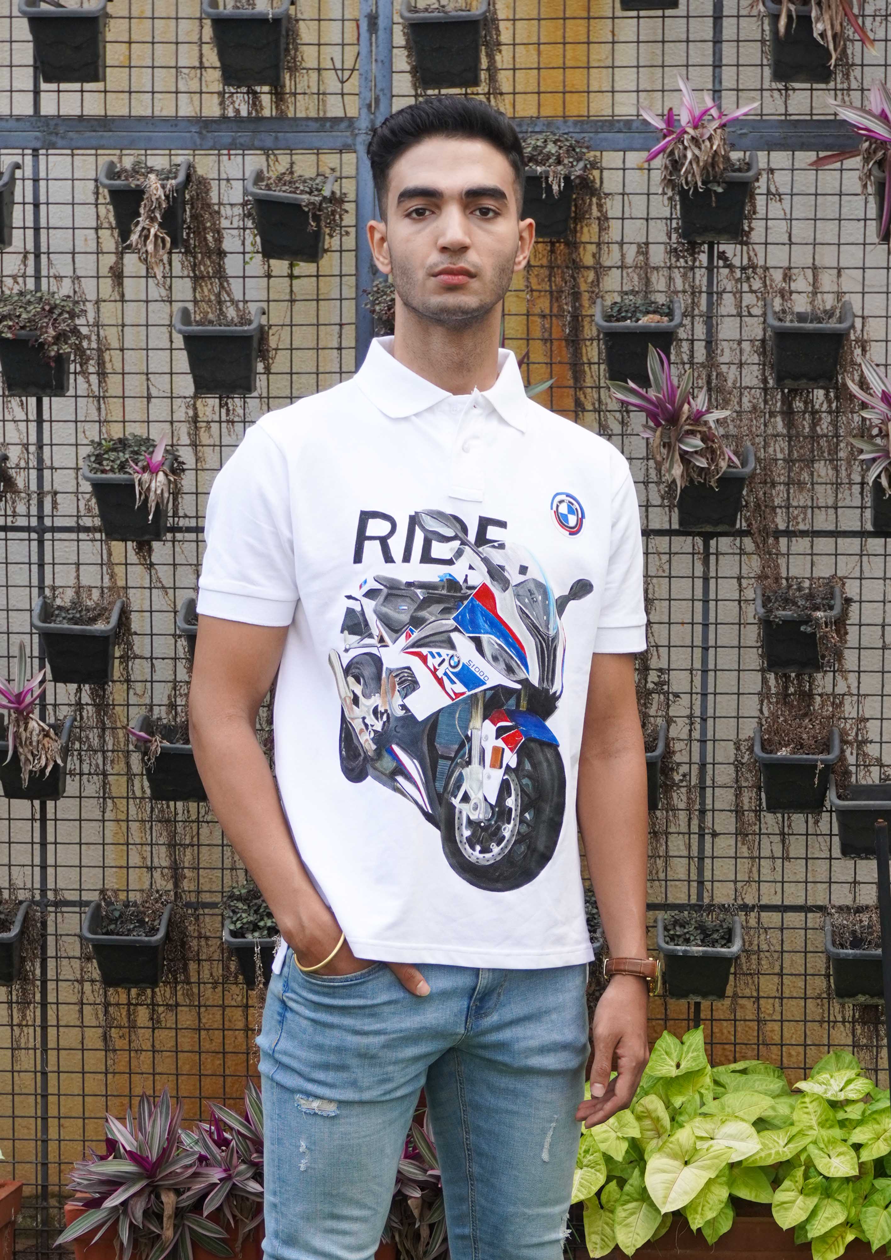Elite Rider Motorbike Handpainted Polo T-shirt