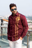 Patras Maroon Handpainted Shirt