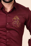 Vighna Raja Maroon Handpainted Shirt