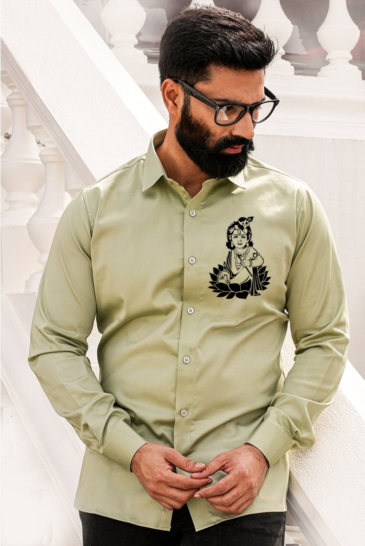 Bal Gopal Sage Green Handpainted Shirt