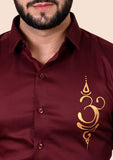 Om Maroon Handpainted Shirt