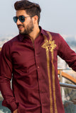 Patras Maroon Handpainted Shirt