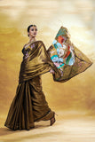 Radha Krishna Handpainted Saree