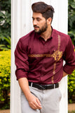 Sparta Maroon Handpainted Shirt