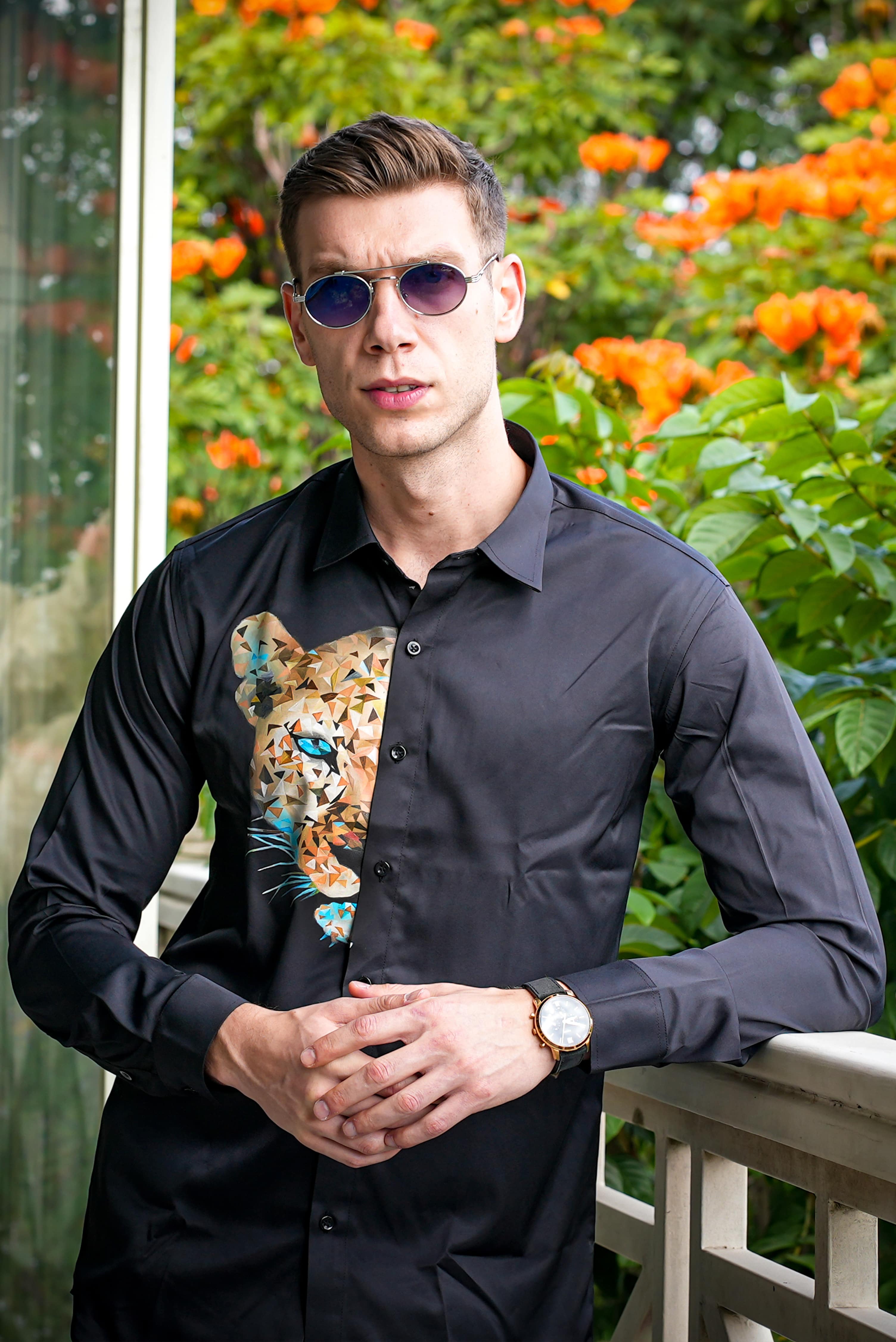 Cubic Cheetah Handpainted Shirt