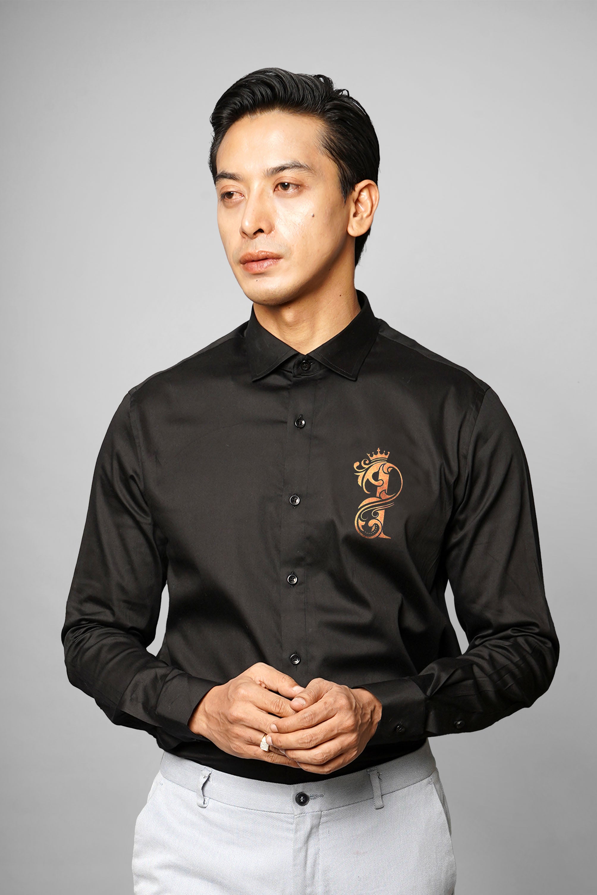 Calligraphy Black Handpainted Shirt