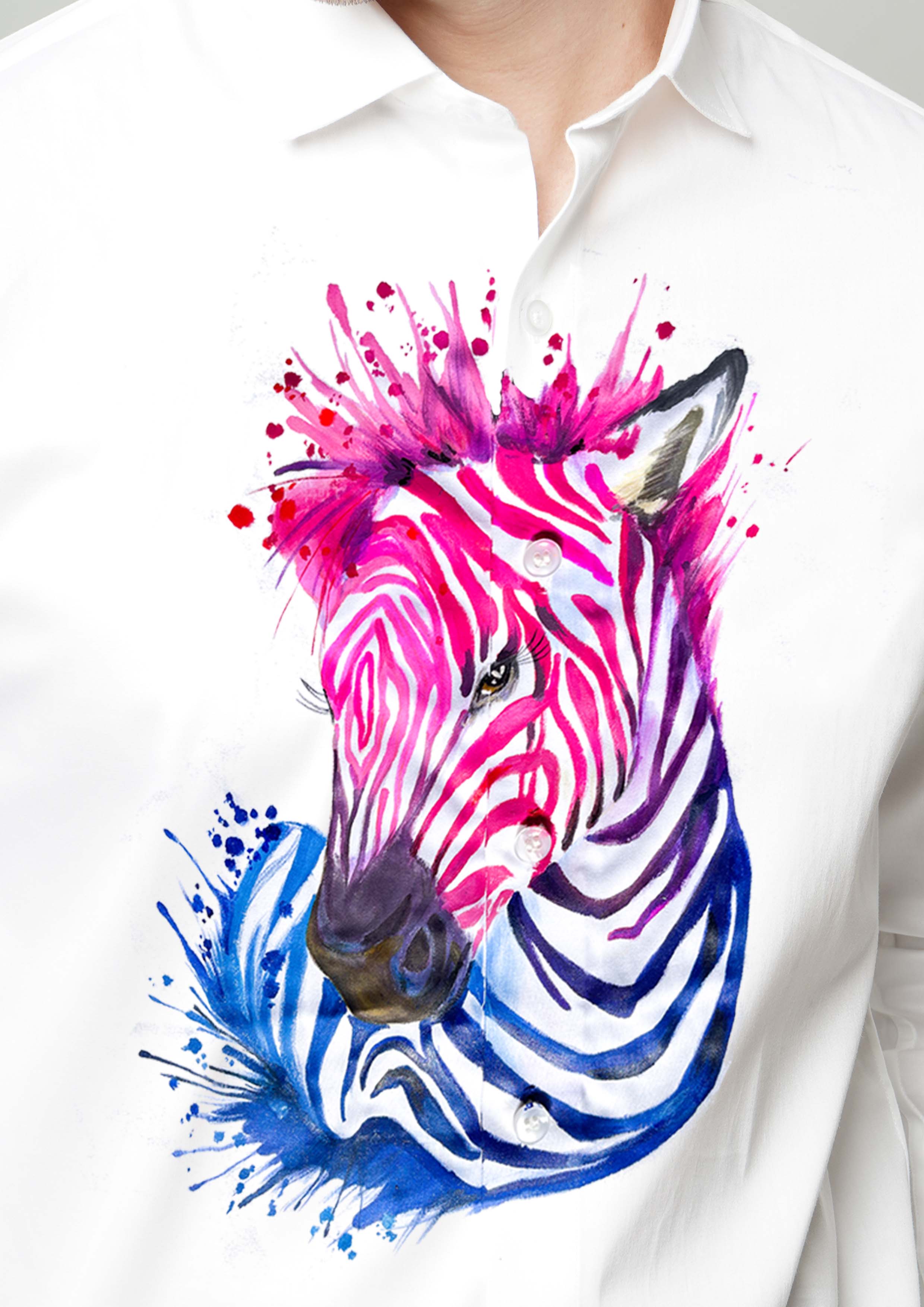 Vibrant Zebra Handpainted Shirt