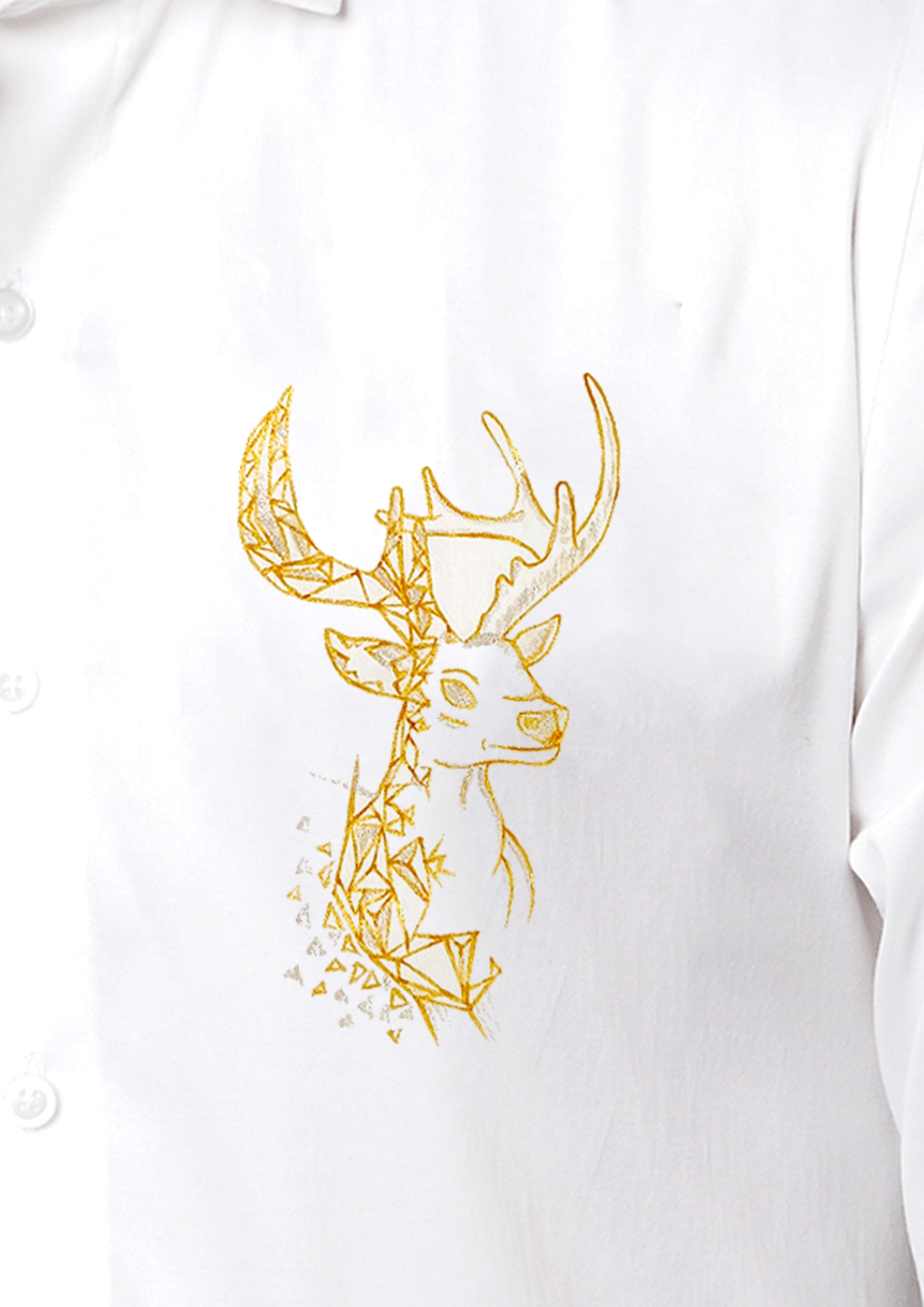 Golden Stag White Handpainted Shirt