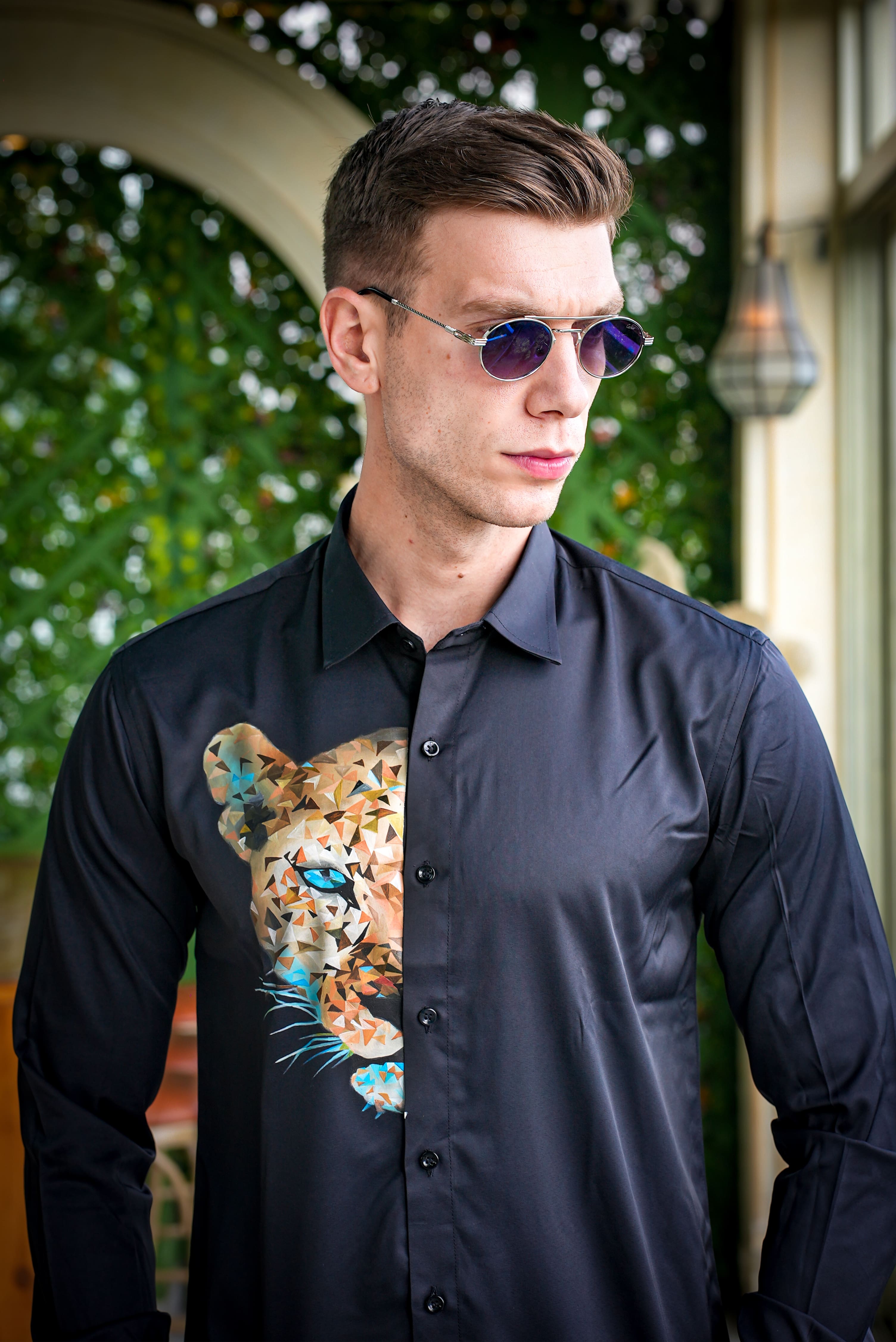 Cubic Cheetah Handpainted Shirt