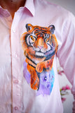 Prowling Tiger Pink Handpainted Shirt