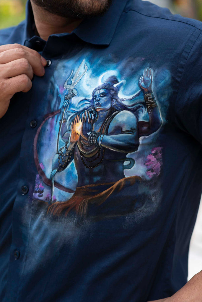 Shiva Navy Handpainted Shirt – Avalipt