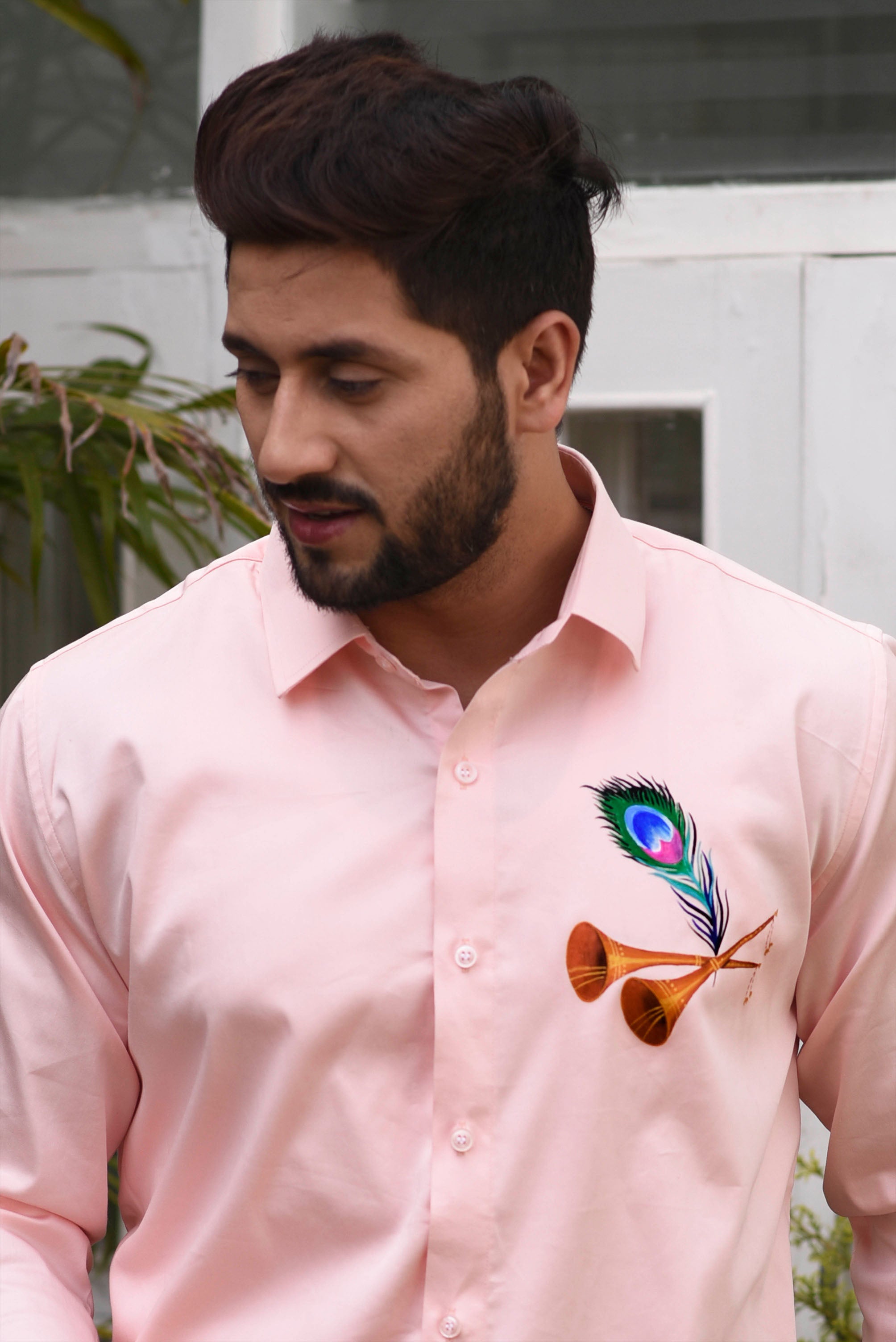 Subhaarambh Peach Handpainted Shirt