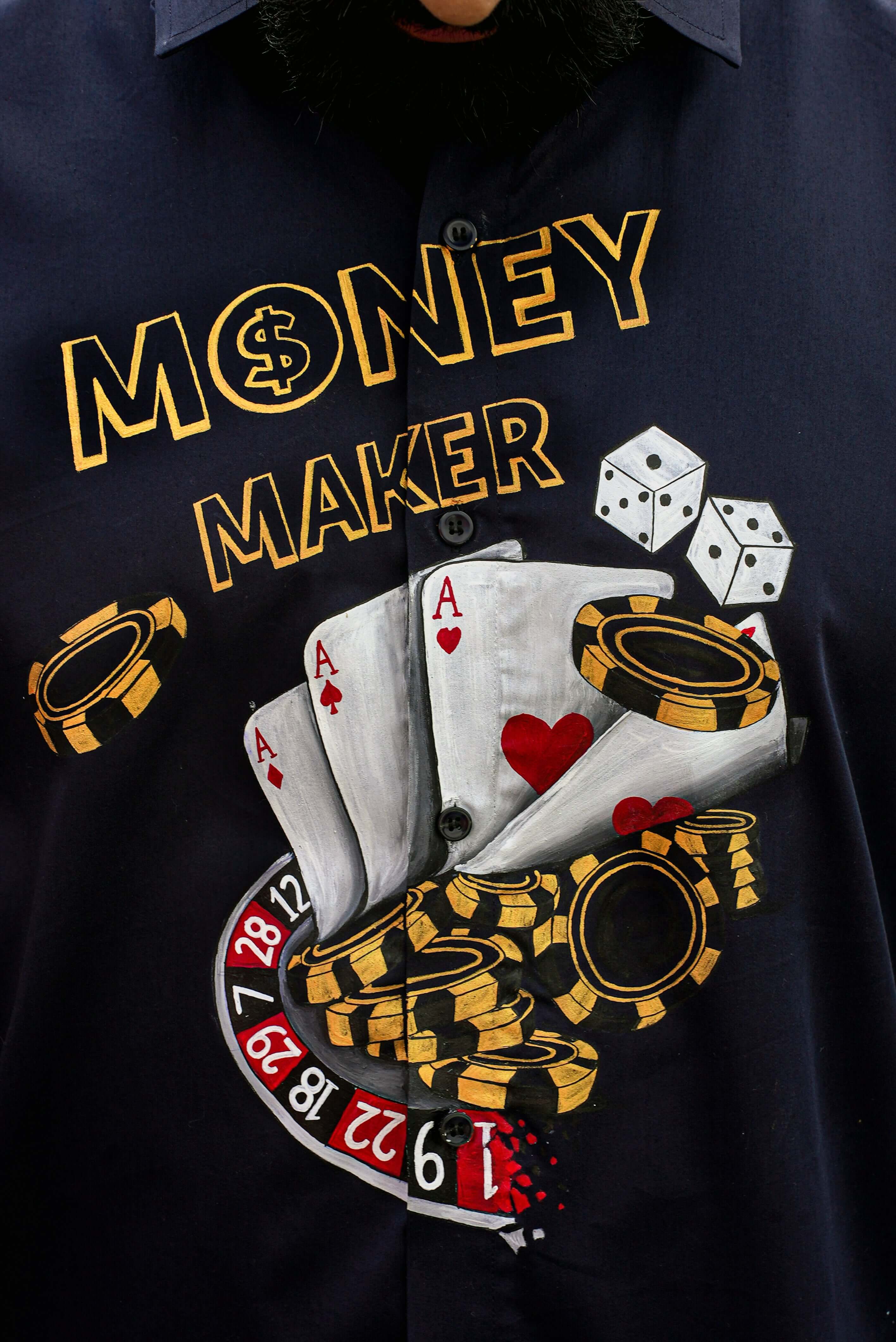 Money Maker Navy Handpainted Shirt